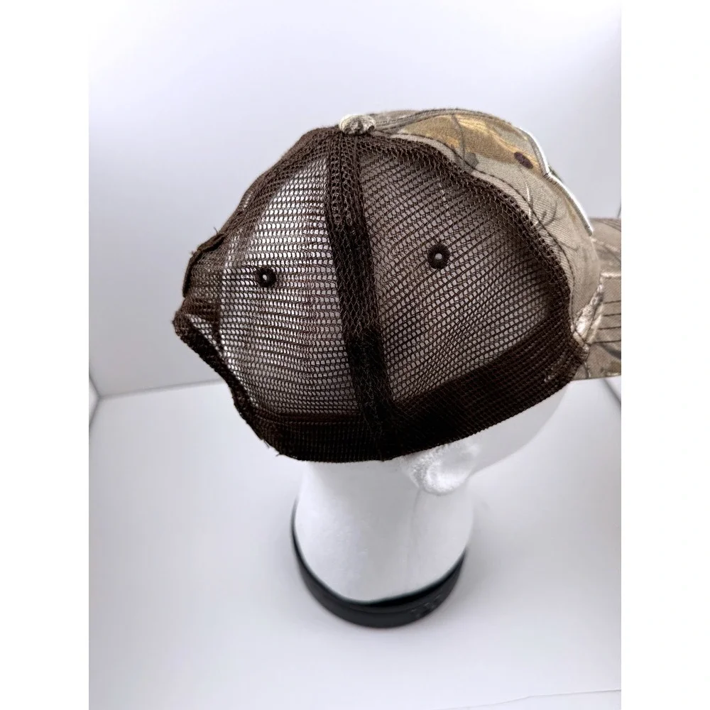Browning Camo Trucker Hat Mens Realtree Edge American Flag Patch Snapback Cap - Picture 9 of 12